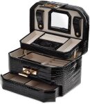 Velká elegantní šperkovnice Monnari kosmetická skříňka organizér - černá. - 3