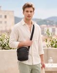 Pánská taška z pravé kůže klasická crossbody taška přes rameno – černá - 5