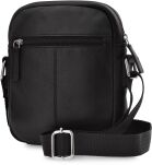 Pánská kožená taška přes rameno klasická pošťácká taška - černá - 2