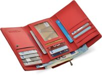 Cavaldi classic malá dámská peněženka portmonka na zip v elegantní dárkové krabičce z měkké kůže - červená - 5