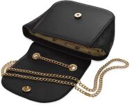 MONNARI elegantní malá dámská kabelka klasická pevná kabelka s řetízkem a koženým vzorem s vyraženým logem - černá - 3