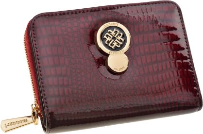 Monnari malá peněženka s koženým vzorem na zip, lakovaná peněženka - burgundová