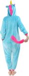 Pyžamo kigurumi overal onesie kostým s kapucí – světle modrý jednorožec - 3