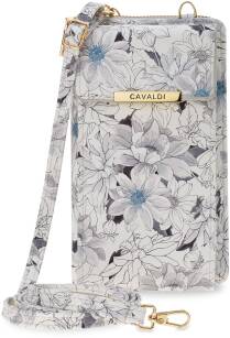 CAVALDI dámská mini kabelka peněženka pouzdro na telefon 2v1 malá květinová kabelka - bílá
