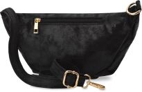 Elegantní dámská ledvinka semišová klasická crossbody taška - černá - 3