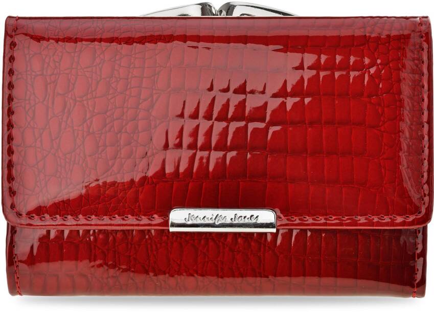 Malá elegantní kožená portmonka lakovaná dámská peněženka s rfid ochranou - červená