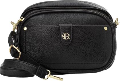 Pošťácká taška 2v1 malá a velká kožená na rameno s kapsami a popruhem - černá