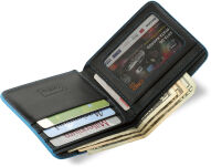Funkční pánská peněženka stylový design černá  - modrá - 4