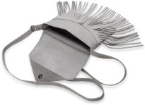 Crossbody kabelka s klopou a třásněmi boho přírodní kůže - červená - 5