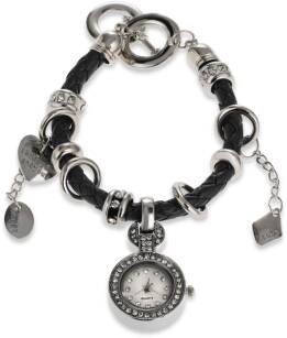 Náramek s hodinkami přívěšky charms -  černý