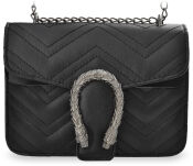 Elegantní pikovaná dámská kabelka na řetízku pikovaná kabelka listonoška kufřík s originálním zapínáním na sponu - černá - 5