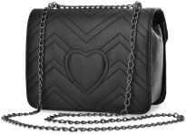 Elegantní pikovaná dámská kabelka na řetízku pikovaná kabelka listonoška kufřík s originálním zapínáním na sponu - černá - 3