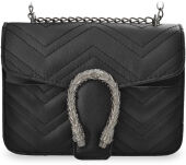 Elegantní prošívaná dámská crossbody kabelka na řetízku - černá - 5