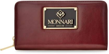 Monnari klasická elegantní dámská peněženka prostorná sbalitelná velká kabelka se zipem a velkým logem - vínová