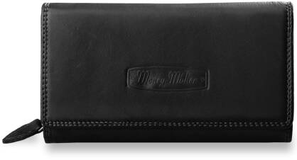 Prostorná kožená dámská peněženka na zip s velkou měkkou peněženkou z pravé kůže s rfid zabezpečením - černá
