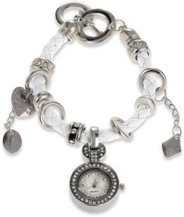 Náramek s hodinkami přívěšky charms -  bílý