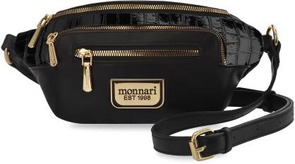 MONNARI dámská kabelka elegantní ledvinka prostorná taška crossbody kůže croco - černá