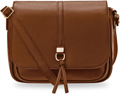 Klasická dámská crossbody kabelka s klopou a kapsami přes rameno – hnědá