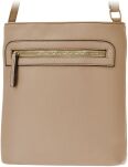 Elegantní dámská crossbody pošťácká kabelka s kapsami, klasická malá přes rameno - béžová - 2