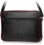 Aktovka brašna batoh na notebook ideální do školy ke studiu přírodní kůže černá - červená - 2