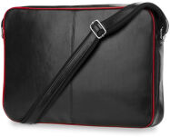 Aktovka brašna batoh na notebook ideální do školy ke studiu přírodní kůže černá - červená - 3