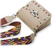 Italská listonoška s barevnými cvočky pásek aztécký vzor vera pelle šedý - 4