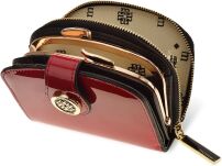 Monnari malá dámská peněženka elegantní lakovaná třídílná peněženka podkova se zipem a kapsami na patentky - červená - 3