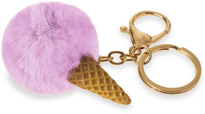 Klíčenka pompon ve tvaru zmrzliny přívěšek na klíče ke kabelce pompon - fialová