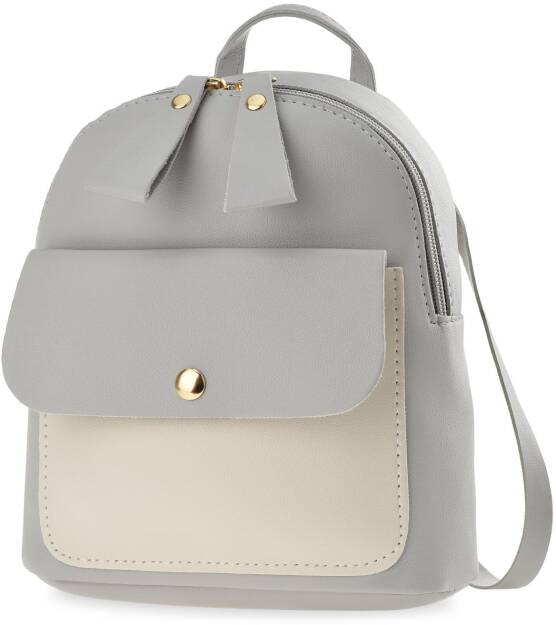 Klasický dámský malý batůžek lehký městský batoh s kapsičkou - pastelový - šedá