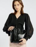 Monnari klasická dámská kabelka aktovka shopper kůže croco - černá - 5