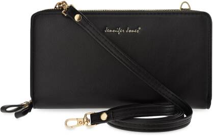 Dámská mini kabelka prostorná velká peněženka s popruhem klasické psaníčko pouzdro na telefon horizontální malá listonoška - černá
