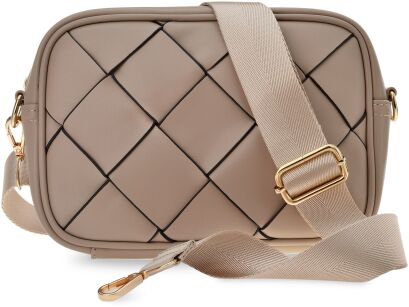 VICTORIA&CO dámská prošívaná crossbody kabelka s listy - béžová