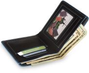 Pánská peněženka pouzdro na karty dokumenty tenké bankovky - černé s modrou - 3