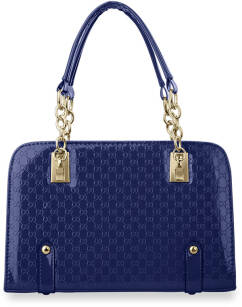 Dámská kožená kabelka kufřík s ražením tmavě modrá