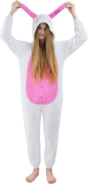 Pyžamo kigurumi jednodílný kostým s kapucí – králík