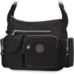 Bag Street sportovní dámská taška prostorná kabelka přes rameno s kapsami - černá - 2