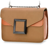 Stylová unikátní nubuková dámská kabelka listonoška na řetízku s geometrickou přezkou - camel - 2
