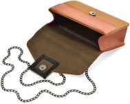 Stylová unikátní nubuková dámská kabelka listonoška na řetízku s geometrickou přezkou - camel - 3