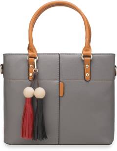 Klasická dámská kabelka s prošíváním a střapci - šedá
