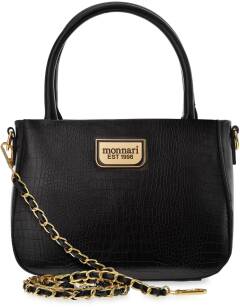 Monnari malý vzorovaný kufr elegantní klasická dámská kabelka kůže croco - černý