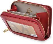 Lakovaný elegantní dámský peněženka Rovicky malá kožená peněženka RFID - červená - 3