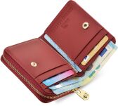 Lakovaný elegantní dámský peněženka Rovicky malá kožená peněženka RFID - červená - 2