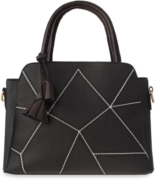 Elegantní dámský kufřík listonoška geometrické tvary prošívání - černá