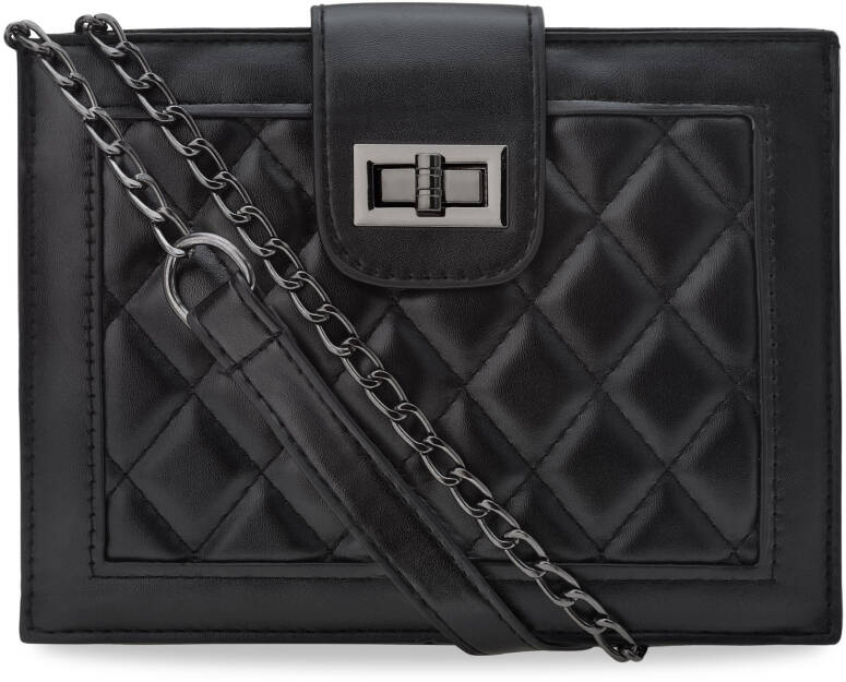 Dámská pikovaná černá kabelka listonoška kufřík na řetízku