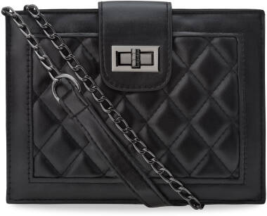 Dámská pikovaná černá kabelka listonoška kufřík na řetízku