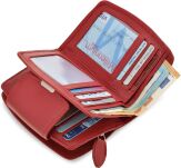 Příruční dámská kožená peněženka portmonka s ochranou rfid karet- červená - 5