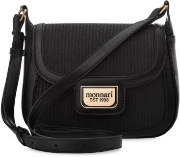 Monnari classic postbag dámská prostorná kabelka prostorná kostkovaná kabelka s klopou - černá