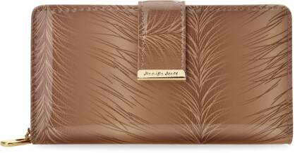 Velká dámská kožená lakovaná peněženka na zip jennifer jones elegantní peněženka se vzorem - béžová