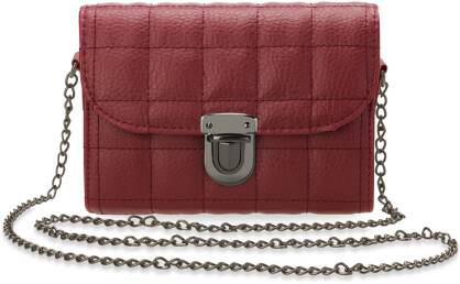 Prošívaná dámská kabelka listonoška kufřík s řetízkem červená