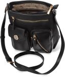 Monnari taška s kapsami listonoška eko nubuk semiš matná - černá - 3